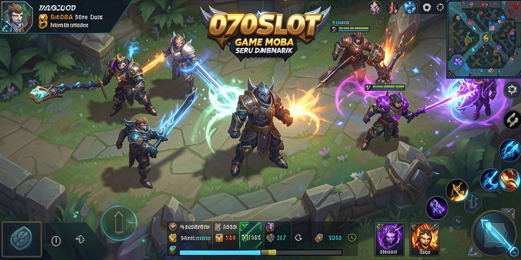 Screenshot gameplay seru di 070SLOT saat pertempuran MOBA.