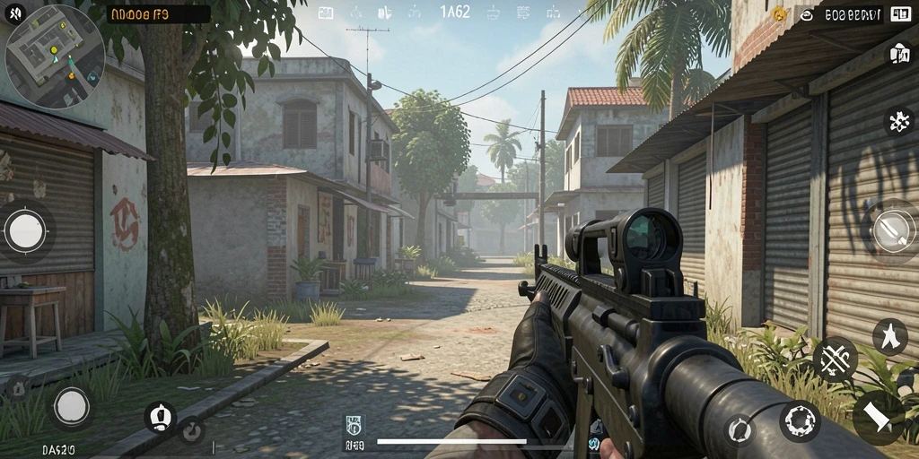 Screenshot menunjukkan duel sengit dalam gameplay FPS yang memikat.