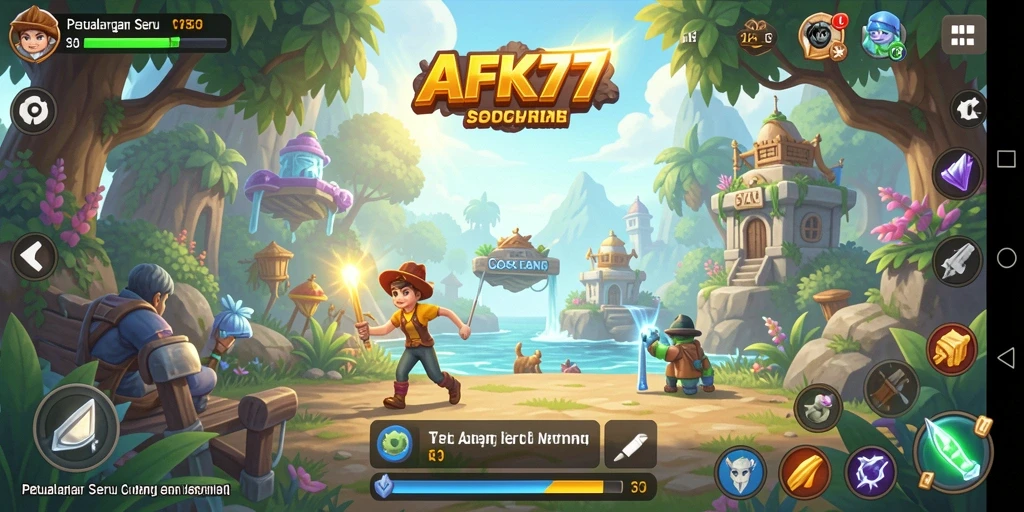 Tangkap layar gameplay <strong>AFK77</strong> yang menampilkan aksi seru dan karakter lucu.
