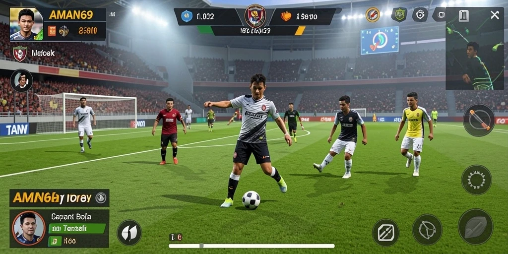 Tangkapan layar AMAN69 menampilkan aksi sepak bola yang menarik.