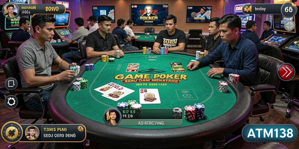Tampilan gameplay Poker yang mendebarkan di ATM138.