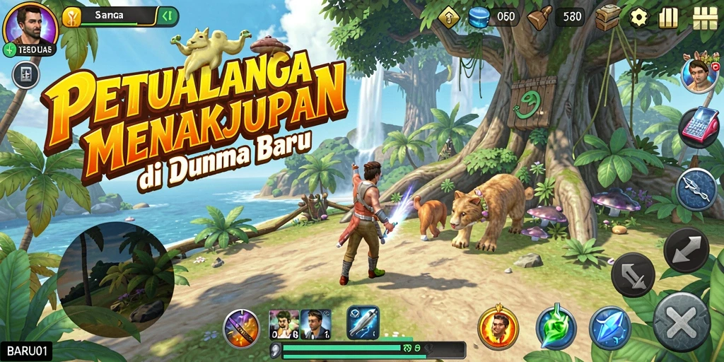 Tampilan gameplay petualangan yang seru dan menantang dalam BARU01.
