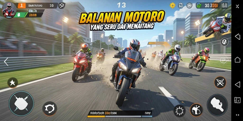 Tampilan gameplay menegangkan dalam balapan motor DIREKTURTOTO.