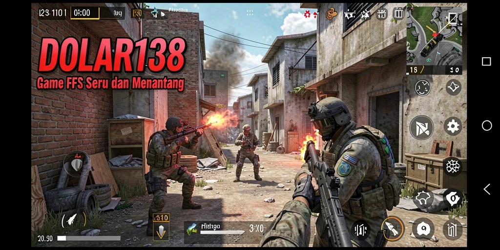 Screenshot gameplay DOLAR138 dengan aksi tembak-menembak intens.