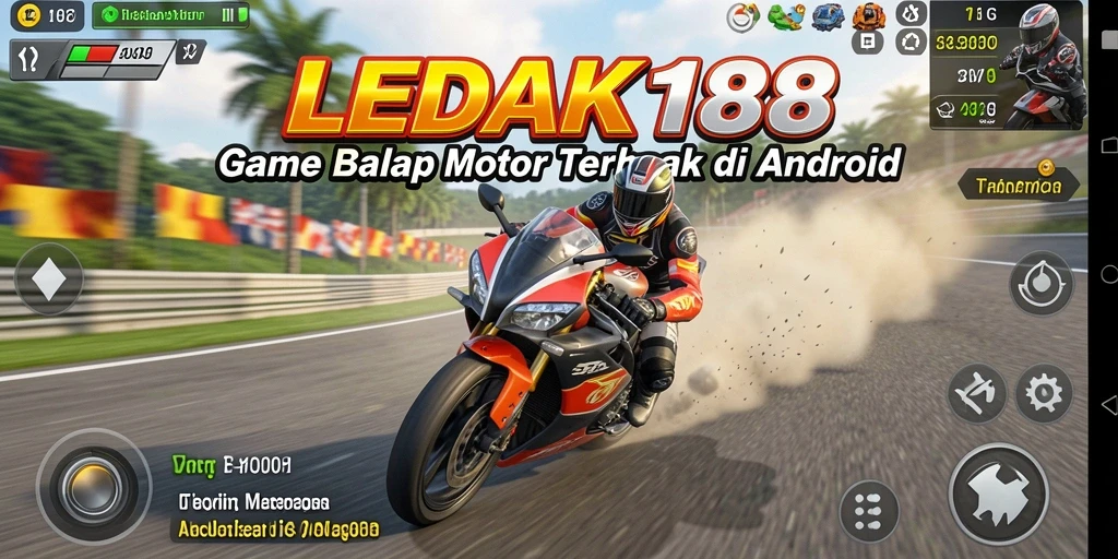 Tampilan seru dari gameplay balap motor LEDAK188.