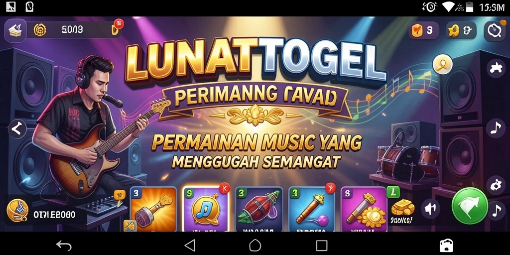 Tampilan layar permainan LUNATOGEL dengan tantangan musik yang menarik.
