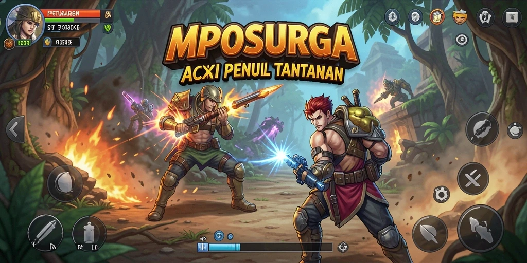 Tampilan aksi seru dari gameplay MPOSURGA, menampilkan pertempuran yang mendebarkan.
