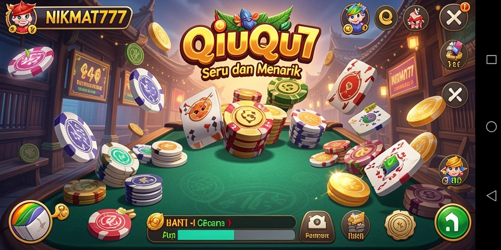 Screenshot utama NIKMAT777 menunjukkan gameplay QiuQiu yang menarik.
