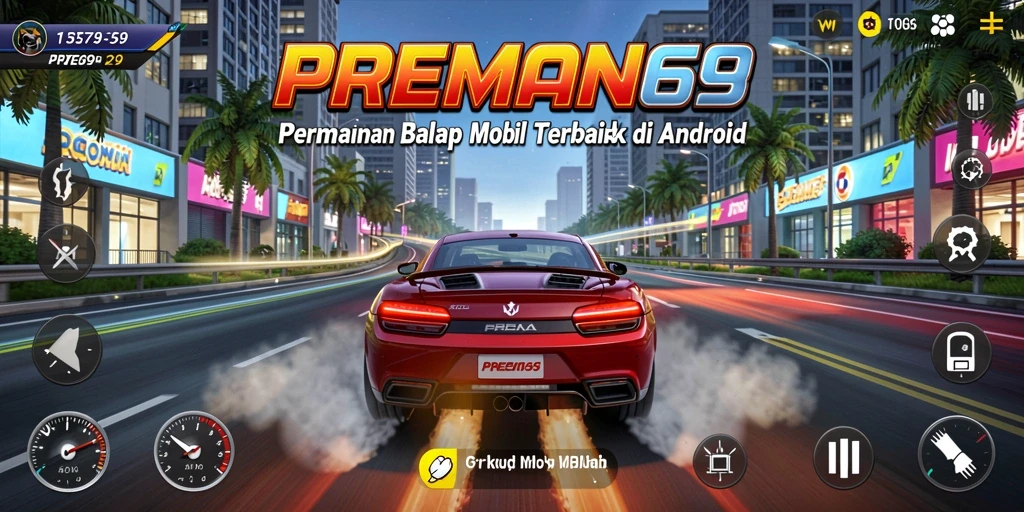 Tangkapan layar gameplay dari PREMAN69 yang penuh aksi balapan.