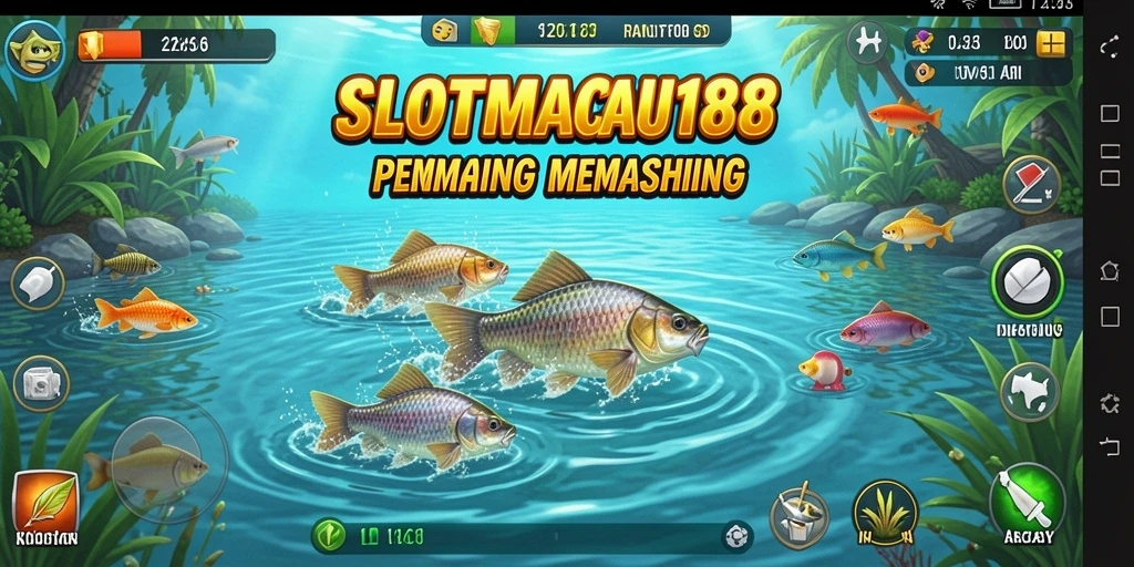 Screenshot gameplay SLOTMACAU188 yang menampilkan aksi memancing yang seru.