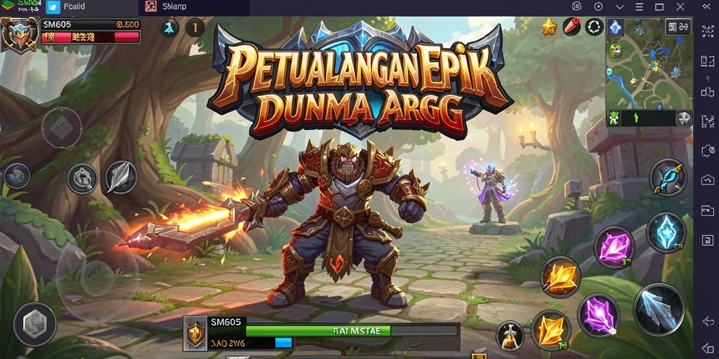 Tampilan gameplay ARPG yang seru dan dinamis di SM605.