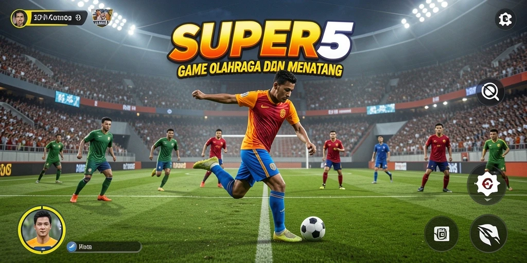 Tampilan menarik dari gameplay SUPER5 dengan aksi olahraga yang seru.