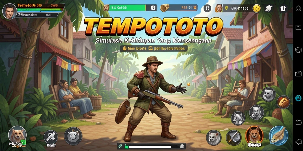 Tampilan gameplay TEMPOTOTO yang menarik dan penuh warna.