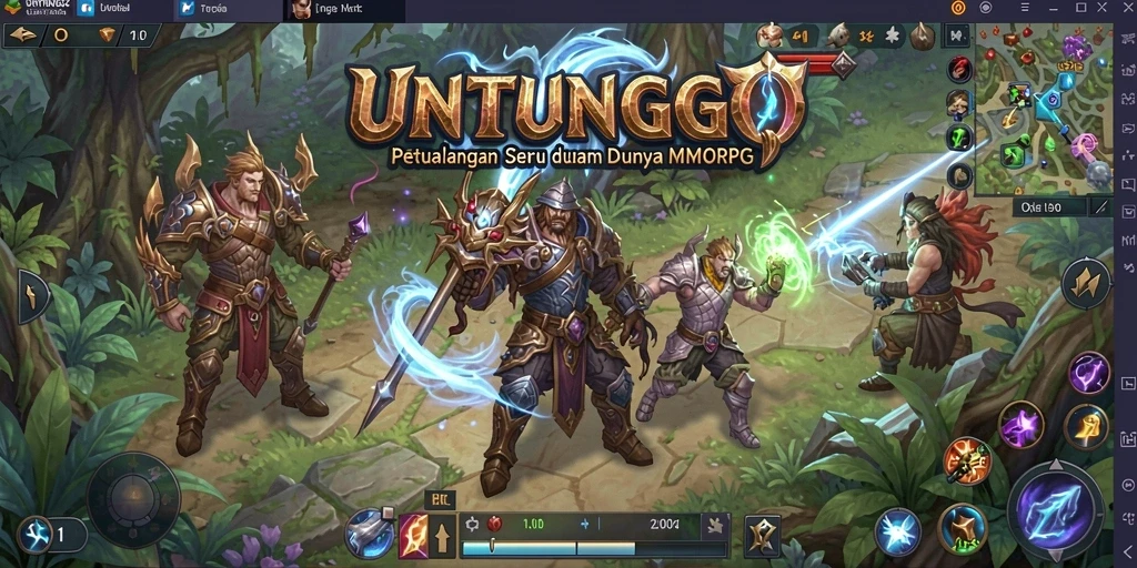 Screenshot UNTUNGGO menampilkan aksi seru di dalam pertempuran MMORPG.