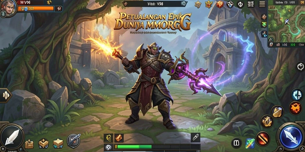 Gameplay V98 yang menegangkan dan penuh strategi dalam pertempuran MMORPG.