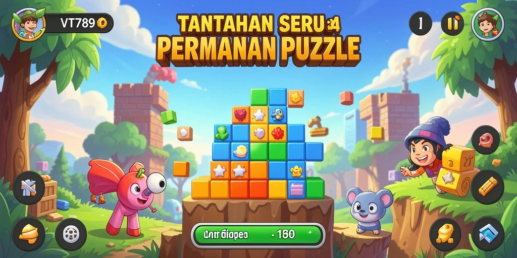Tampilan gameplay VT789 yang penuh warna dan menantang puzzle.